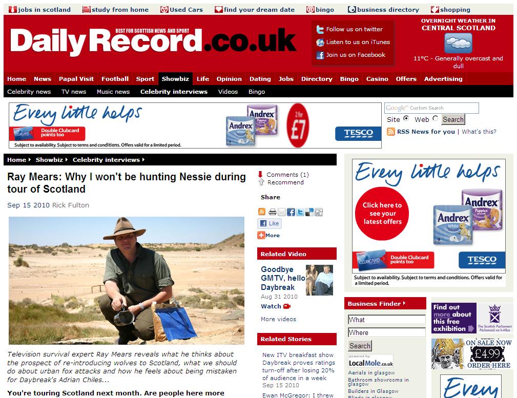Ray Mears: Why I won't be hunting Nessie during tour of Scotland